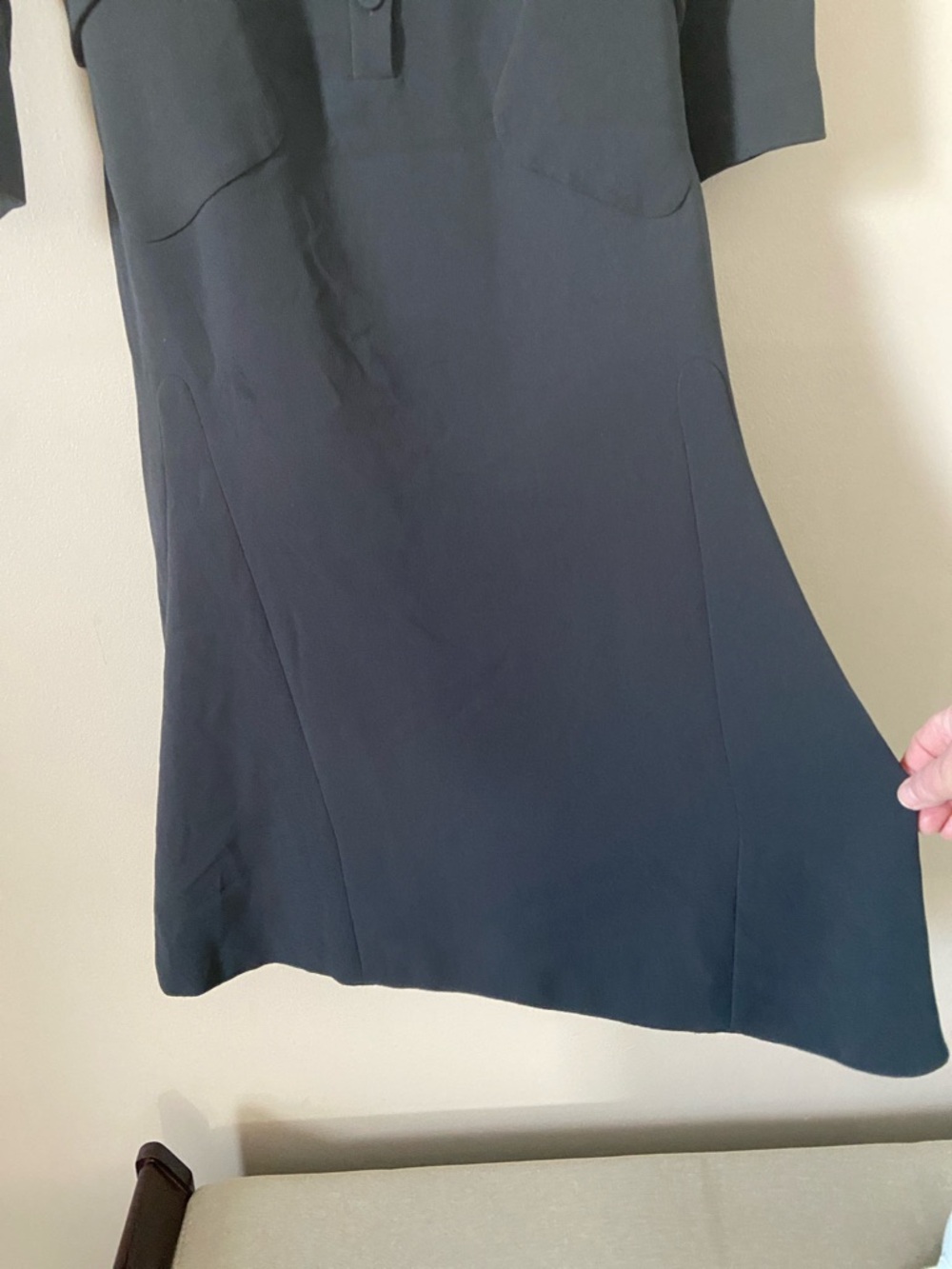 Byron Lars Tailored Midi Dress Architectural Collar Pleated Back Size 2 -XS Gray - Picture 7 of 10